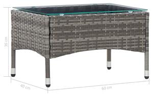 Konferenční stolek Paddles - polyratan - 60x40x36 cm | šedý