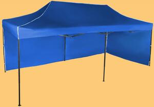 Nůžkový stan 3x6m ocelový, Modrá, 2 boční plachty