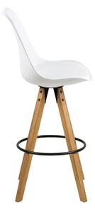 Barová židle Dima bílá, ekokůže - nohy dub