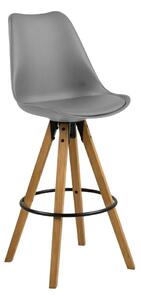 Barová židle Dima šedá, ekokůže - nohy dub
