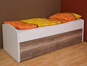 Rozkládací postel Patrik Color 90x200 cm, bílá/dub canyon