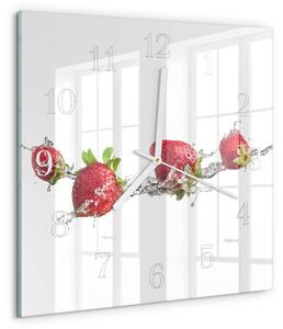 Skleněné hodiny Jahody ve vodě zskb-30x30-00059522