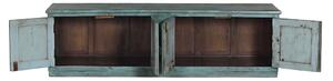 Nízká skříňka z teakového dřeva, tyrkysová patina, 185x57x53cm
