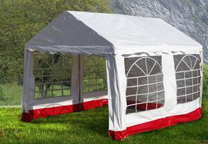 Garthen 391 Zahradní párty stan - bílý s červeným lemem 3 x 4 m