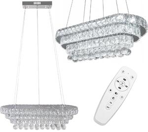 Toolight Toolight, Křišťálové závěsné stropní svítidlo LED 102W + dálkové ovládání APP417-CP, chromová, OSW-65015