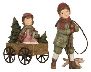 Dekorace děti s vozíkem a psíkem - 20*7*16 cm