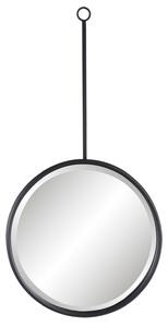 Černé kulaté kovové nástěnné zrcadlo - Ø 40*3*77 cm