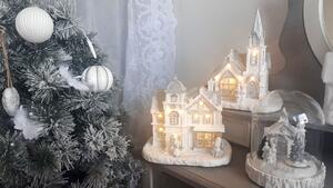 Bílý svítící vánoční domek - 24*16*27cm