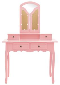 Toaletní stolek Buglles se stoličkou - pavlovnia - 100x40x146 cm | růžový