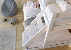 Dětská patrová postel z masivu s rozšířeným spodním lůžkem KUBA - 200x90/140 cm - bílá