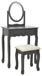 Toaletní stolek Farben se stoličkou - pavlovnia - 65x36x128 cm | šedý