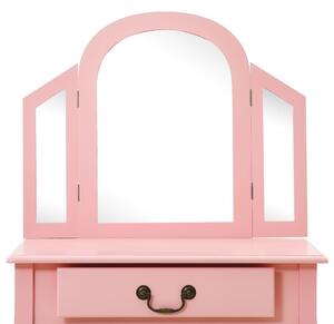 Toaletní stolek Shoby se stoličkou - pavlovnia - 65x36x128 cm | růžový