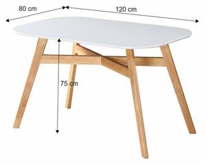 TEMPO Jídelní stůl, bílá/přírodní, 120x80 cm, CYRUS 2 NEW