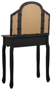 Toaletní stolek Shoby se stoličkou - pavlovnia - 65x36x128 cm | černý