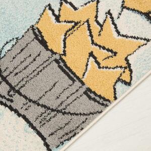 Dětský kusový koberec Méďa krémově modrý 140x200cm