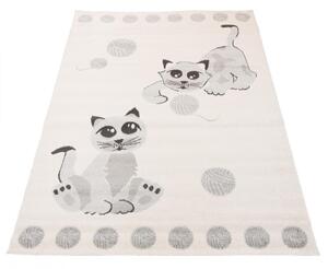 Dětský kusový koberec Koťata krémový 80x150cm