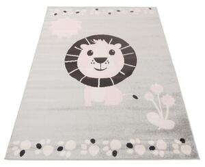Dětský kusový koberec Lvíček světle šedý 80x150cm