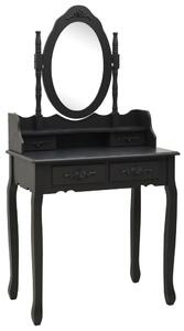 Toaletní stolek Aaron se stoličkou - pavlovnia - 75x69x140 cm | černý
