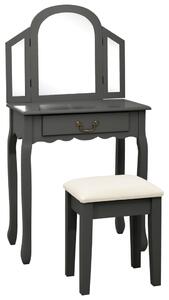 Toaletní stolek Shoby se stoličkou - pavlovnia - 65x36x128 cm | šedý