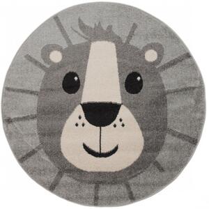 Dětský kusový koberec Lvíček šedý kruh 100x100cm