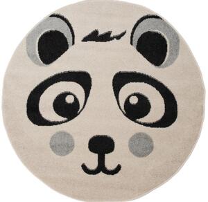 Dětský kusový koberec Panda krémový kruh 140x140cm