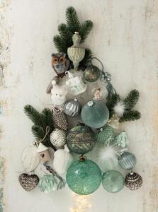 4ks vánoční béžovo-šedá skleněná ozdoba srdce - 9 *4,5*9 cm