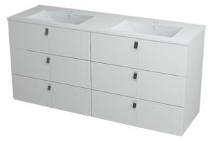 Sapho MITRA umyvadlová skříňka s umyvadlem, 3 zásuvky, 150x70x46 cm, bílá