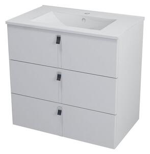 MITRA umyvadlová skříňka, 3 zásuvky, 89,5x70x45,2 cm, bílá MT111