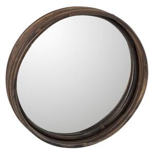 Hnědé kulaté ratanové zrcadlo- Ø30*5cm