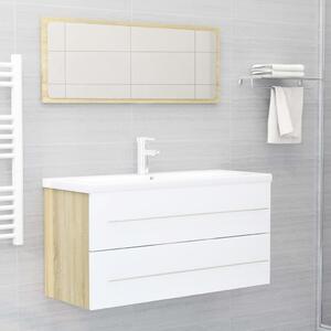 2dílný set koupelnového nábytku bílý a dub sonoma dřevotříska