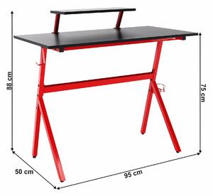 PC stůl / herní stůl, červená / čierna, LATIF