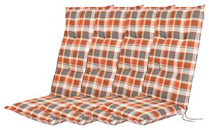 LIVARNO home Sada potahů na židli / křeslo, 120 x 50 x 8 cm, 4dílná, káro/oranžová (800004370)