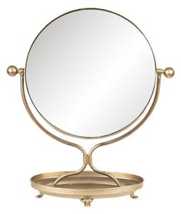 Stolní vintage zrcadlo ve zlatém rámu s podstavcem - 36*15*43 cm