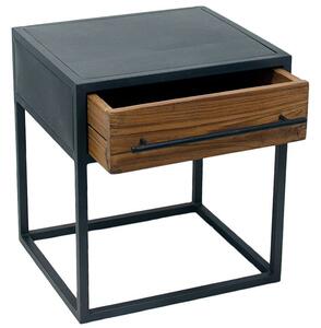 Kovový dřevěný noční stolek Matty - 45*40*50 cm