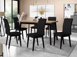 Jídelní stůl se 6 židlemi AL23, Barva dřeva: dub artisan - L, Potah: 26x - Kronos 22, Barvy nožiček: černá Mirjan24 5903211244087
