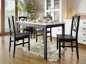 Jídelní stůl se 4 židlemi AL22, Barva dřeva: bílá-L, Barvy nožiček: černá Mirjan24 5903211241444