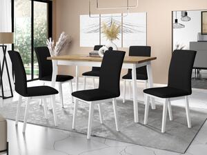 Jídelní stůl se 6 židlemi AL23, Barva dřeva: dub artisan - L, Potah: Kronos 7, Barvy nožiček: černá Mirjan24 5903211243844