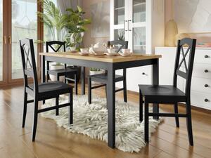 Jídelní stůl se 4 židlemi AL22, Barva dřeva: dub artisan - L, Barvy nožiček: černá Mirjan24 5903211241451