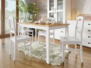 Jídelní stůl se 4 židlemi AL22, Barva dřeva: dub artisan - L, Barvy nožiček: Bíla Mirjan24 5903211241413