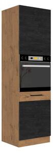 Vysoká kuchyňská skříňka pod troubu Woodline 60 DP-210 2F, Barva: Dub lancelot / bíly lesk Mirjan24 5902928821239