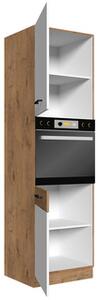 Vysoká kuchyňská skříňka pod troubu Woodline 60 DP-210 2F, Barva: Dub lancelot / bíly lesk Mirjan24 5902928821239