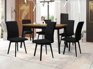 Jídelní jídelní stůl se 6 židlemi AL24, Barva dřeva: bílá-L, Potah: Hygge D20, Barvy nožiček: Sonoma Mirjan24 5903211270543