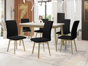Jídelní jídelní stůl se 6 židlemi AL24, Barva dřeva: bílá-L, Potah: 25x - Paros 2, Barvy nožiček: Sonoma Mirjan24 5903211244889