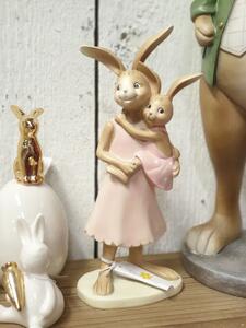 Dekorace králičí mamka s dívkou - 11*8*26 cm