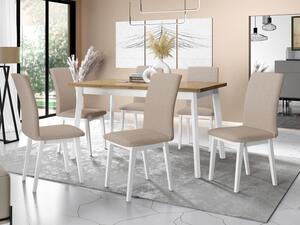 Jídelní stůl se 6 židlemi AL23, Barva dřeva: dub artisan - L, Potah: 25x - Paros 2, Barvy nožiček: Bíla Mirjan24 5903211244124