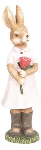 Velikonoční dekorativní soška Králičí slečna s růží - 19*18*60 cm