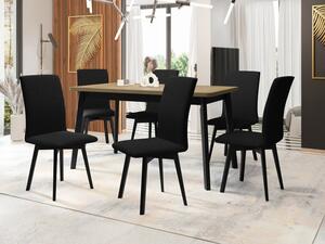 Jídelní jídelní stůl se 6 židlemi AL24, Barva dřeva: bílá-L, Potah: 26x - Kronos 22, Barvy nožiček: černá Mirjan24 5903211244766