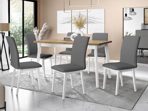 Jídelní stůl se 6 židlemi AL23, Barva dřeva: dub artisan - L, Potah: Zetta 297, Barvy nožiček: Bíla Mirjan24 5903211269783