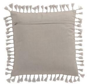 Sametový šedý polštář Moroccan s třásněmi - 45*45 cm - J-Line by Jolipa