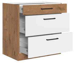 Spodní kuchyňská skříňka se zásuvkami Woodline 80 D 3S BB, Barva: Dub lancelot / matera Mirjan24 5902928847666